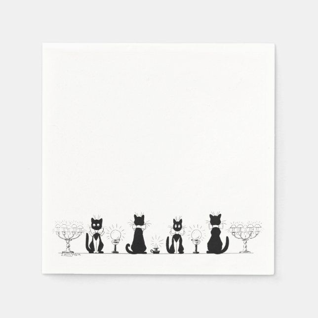 Four Black Cats, Louis Wain Napkin (Front)