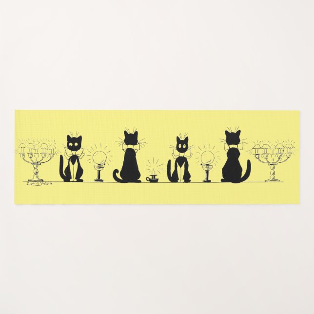 Four Black Cats, Louis Wain Yoga Mat (Front (Horizontal))
