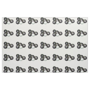 Four Black Lawn Bowls And Jack Pattern, Fabric