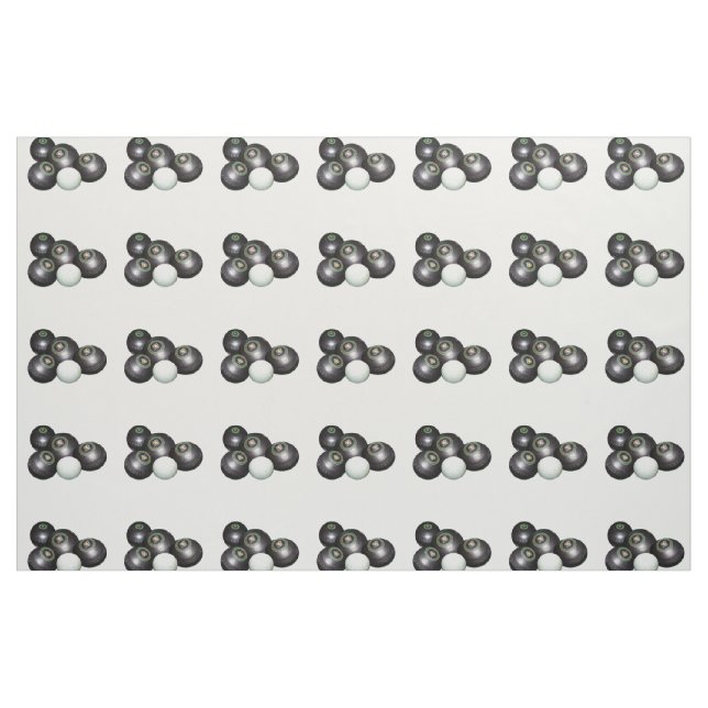 Four Black Lawn Bowls And Jack Pattern, Fabric (Fat Quarter)