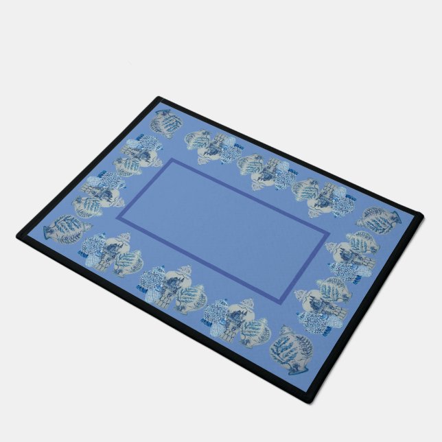 Four Blue & White Ginger Jars Doormat (Angled)