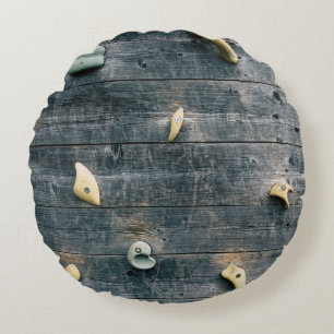 Four brown wooden wall decors round pillow