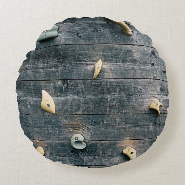 Four brown wooden wall decors round pillow (Front)