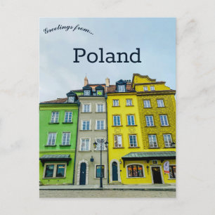 Four Buildings in Old Town Square Warsaw Poland Postcard