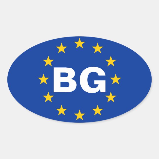 FOUR Bulgaria "BG" European Union Flag Oval Sticker (Front)