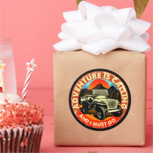 Four By Four All Wheel Drive Adventure is Calling Classic Round Sticker