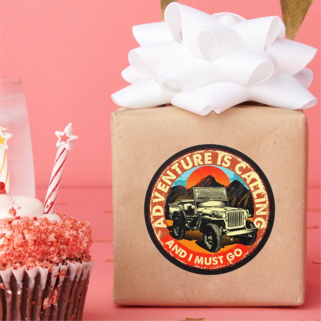 Four By Four All Wheel Drive Adventure is Calling Classic Round Sticker (Party)