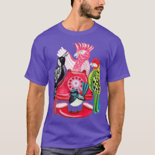Four Calling Birds 12 Days of Christmas Pink T-Shirt