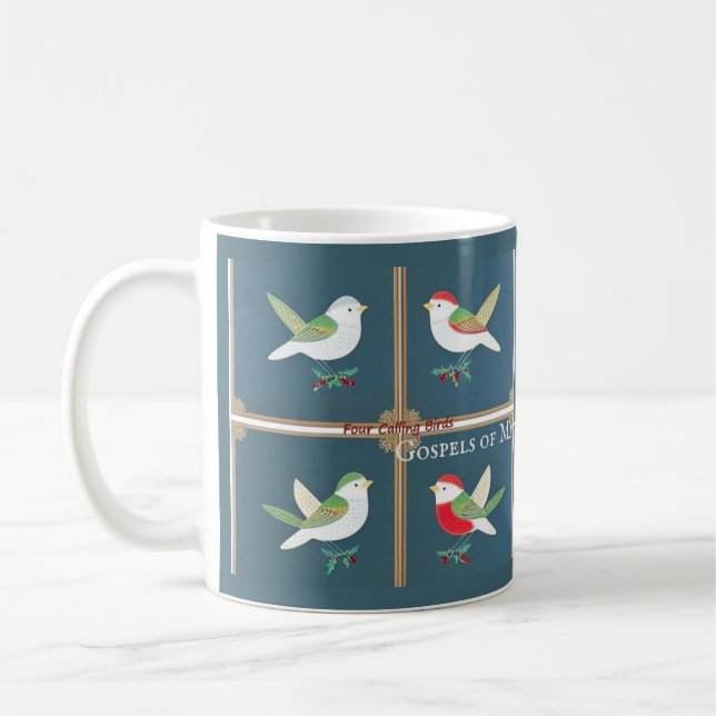 Four Calling Birds, 4th Day of Christmas mug (Left)