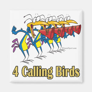 four calling birds 4th fourth day of christmas magnet