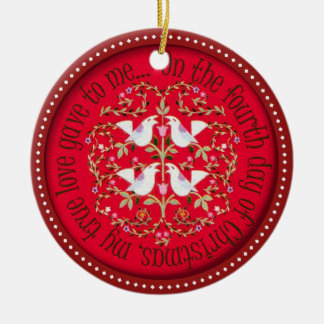 Four calling birds ceramic ornament