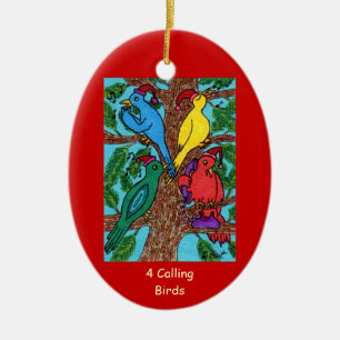 Four Calling Birds Ceramic Ornament
