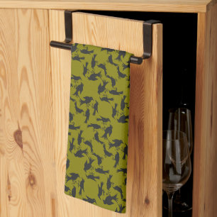 Four Calling Birds Retro Mid-Century Cut-Out 1 Kitchen Towel