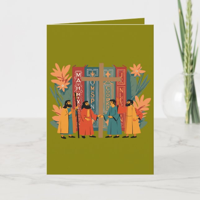 Four Calling Birds The Gospels Cut-Out Stencil Holiday Card (Front)