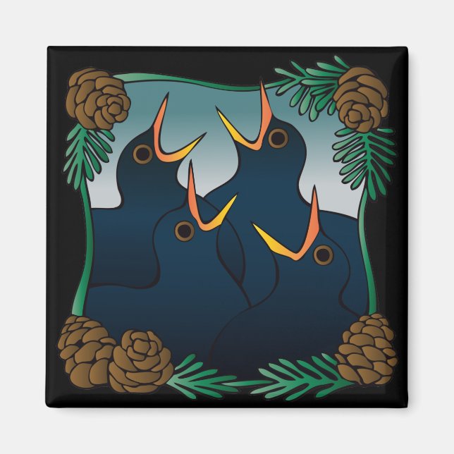 Four calling (colly) birds magnet (Front)
