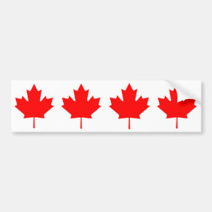 FOUR Canada Maple Leaf Bumper Sticker