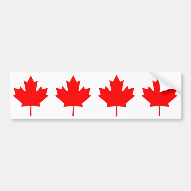 FOUR Canada Maple Leaf Bumper Sticker (Front)