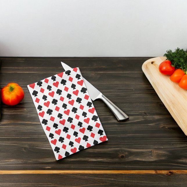 Four Card Shapes Pattern Kitchen Towel (Kitchen Towel)