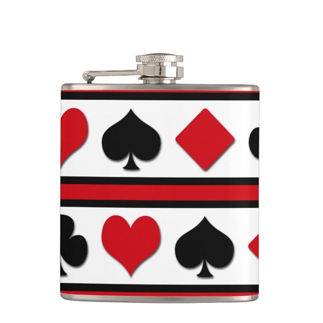 Four card suits hip flask (Front)