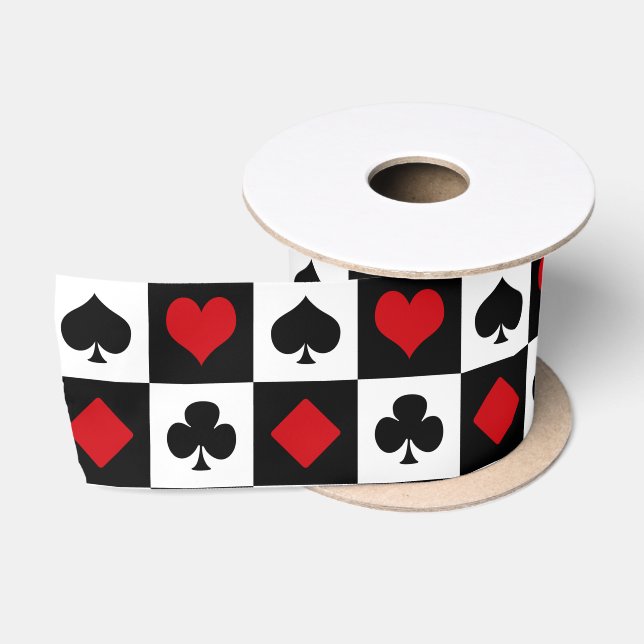 Four card suits satin ribbon (Spool)