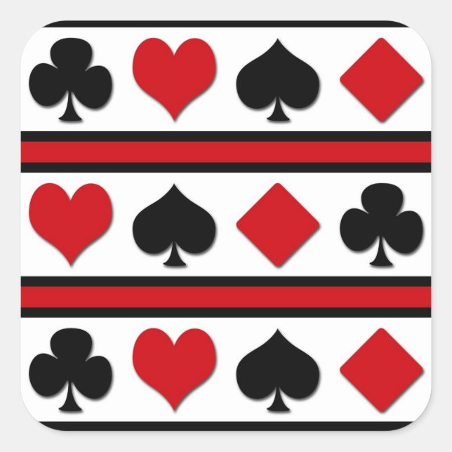 Four card suits square sticker (Front)