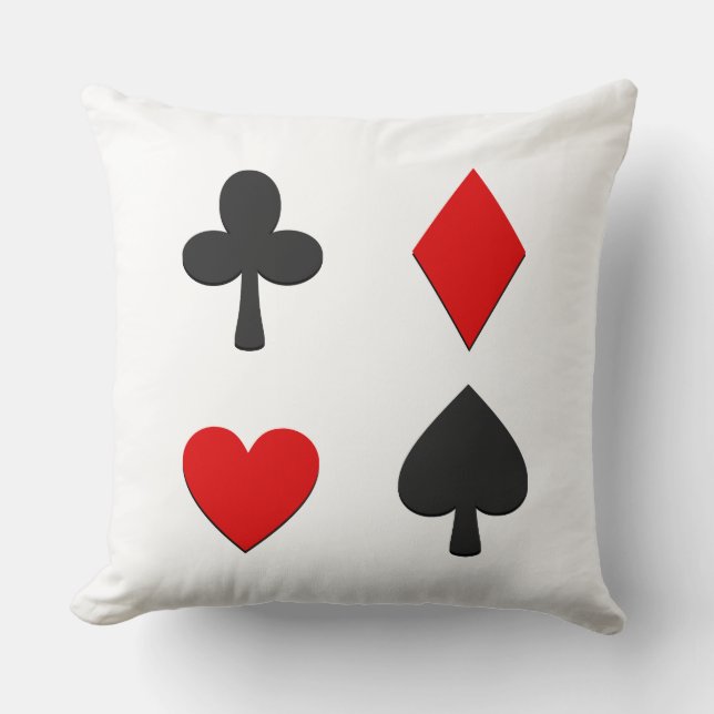 Four Card Suits Throw Pillow (Front)