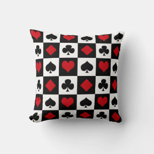 Four card suits throw pillow