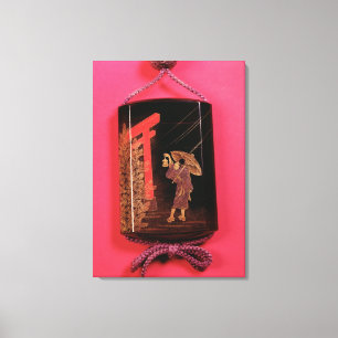 Four case inro depicting a man sheltering canvas print