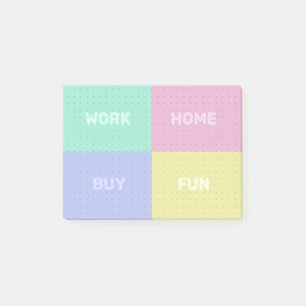 Four Categories Dot Grid Organizing Post-it Notes