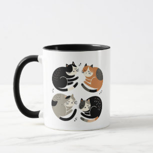 Four Cats Sleeping in a Circle – Purring Ritual  Mug