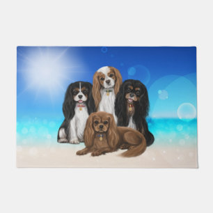 Four Cavalier King Charles Spaniels Doormat