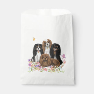 Four Cavalier King Charles Spaniels in Flowers     Favour Bag