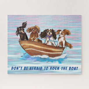 Four Cavalier King Charles Spaniels on a Boat Jigsaw Puzzle