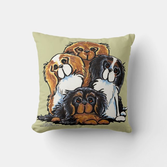 Four Cavalier King Charles Spaniels Throw Pillow (Front)