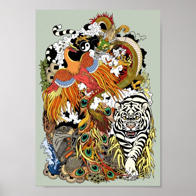 four celestial animals poster (Front)