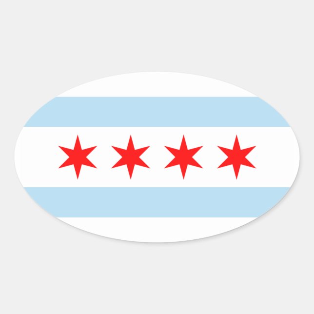 FOUR Chicago Flag Oval Sticker (Front)