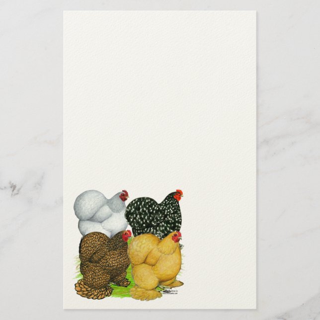 Four Cochin Hens Stationery (Front)