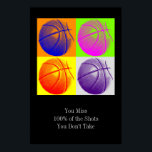 Four Color Pop Art Motivational Quote Poster<br><div class="desc">I Love This Game. Popular Sports - Basketball Game Ball Image.</div>