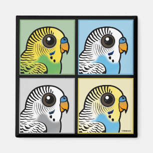 Four Colour Budgies Magnet
