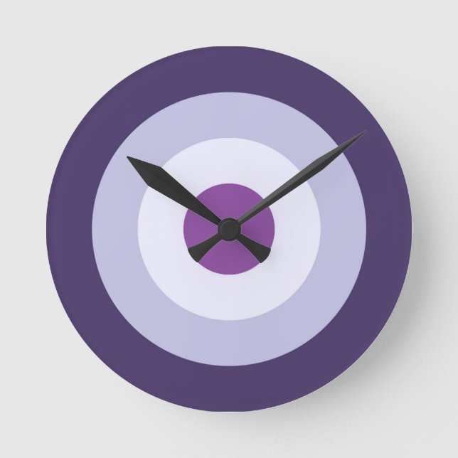 Four Colour Combo - Blue Violet Purple Lavender Round Clock (Front)