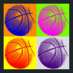 Four Colour Pop Art Basketball Retro Style Poster<br><div class="desc">Classical Style Pop Art Sport Posters</div>