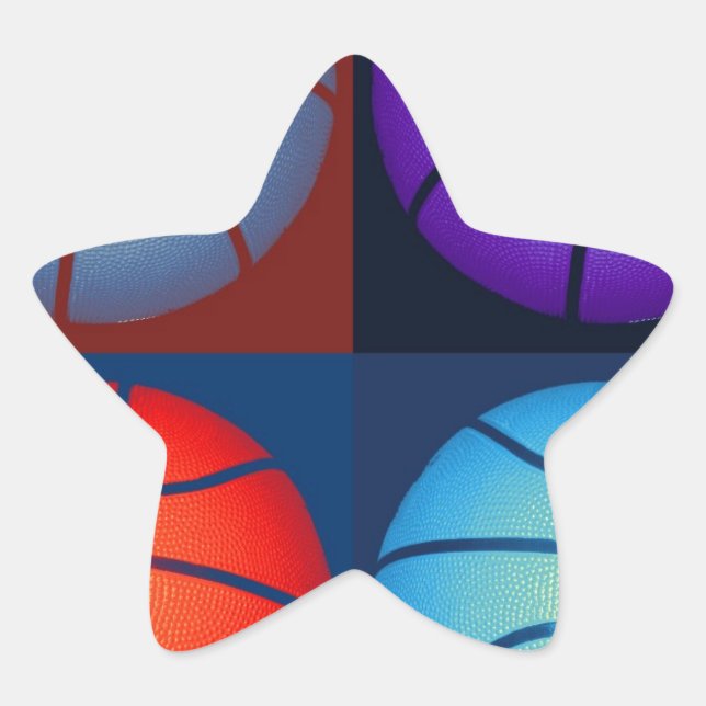 Four Colour Pop Art Basketball Star Sticker (Front)
