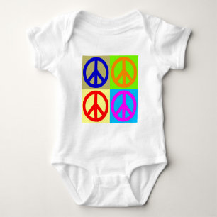 Four Colour Pop Art Peace Sign Baby Bodysuit