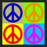 Four Colour Pop Art Peace Sign Poster<br><div class="desc">Popular and Historical Symbols - Peace Sign Symbol Digital Pop Art Work</div>