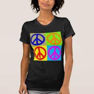 Four Colour Pop Art Peace Sign T-Shirt