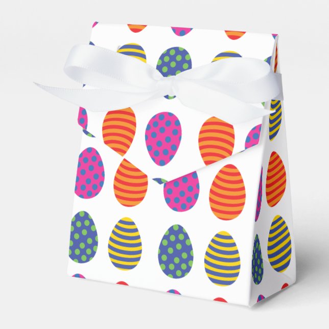 Four coloured easter eggs favor box (Front Side)