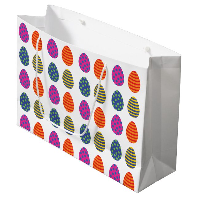 Four Coloured Easter Eggs Large Gift Bag (Front Angled)