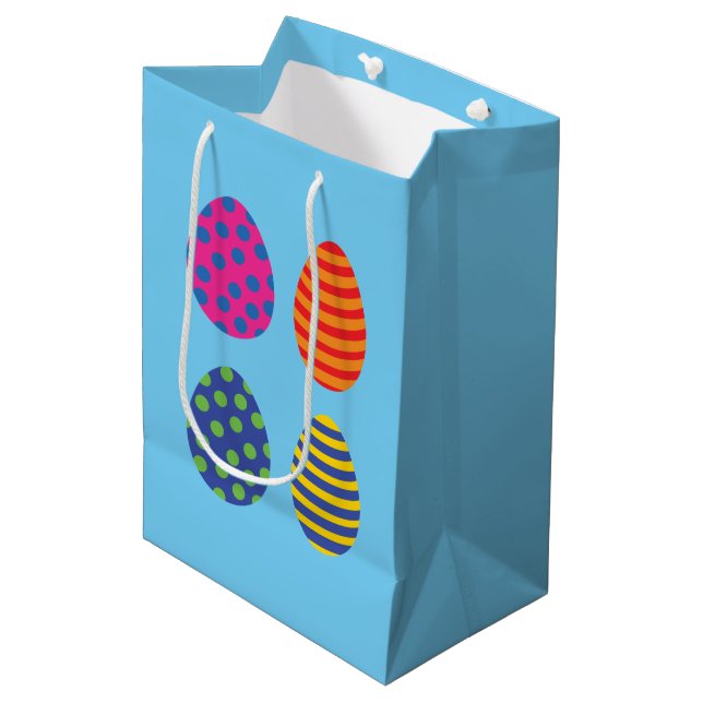Four Coloured Easter Eggs Medium Gift Bag (Front Angled)