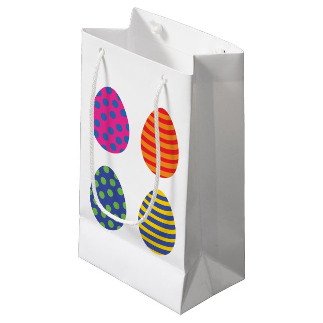 Four Coloured Easter Eggs Small Gift Bag (Front Angled)