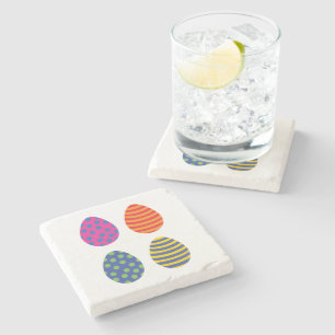 Four Coloured Easter Eggs Stone Coaster